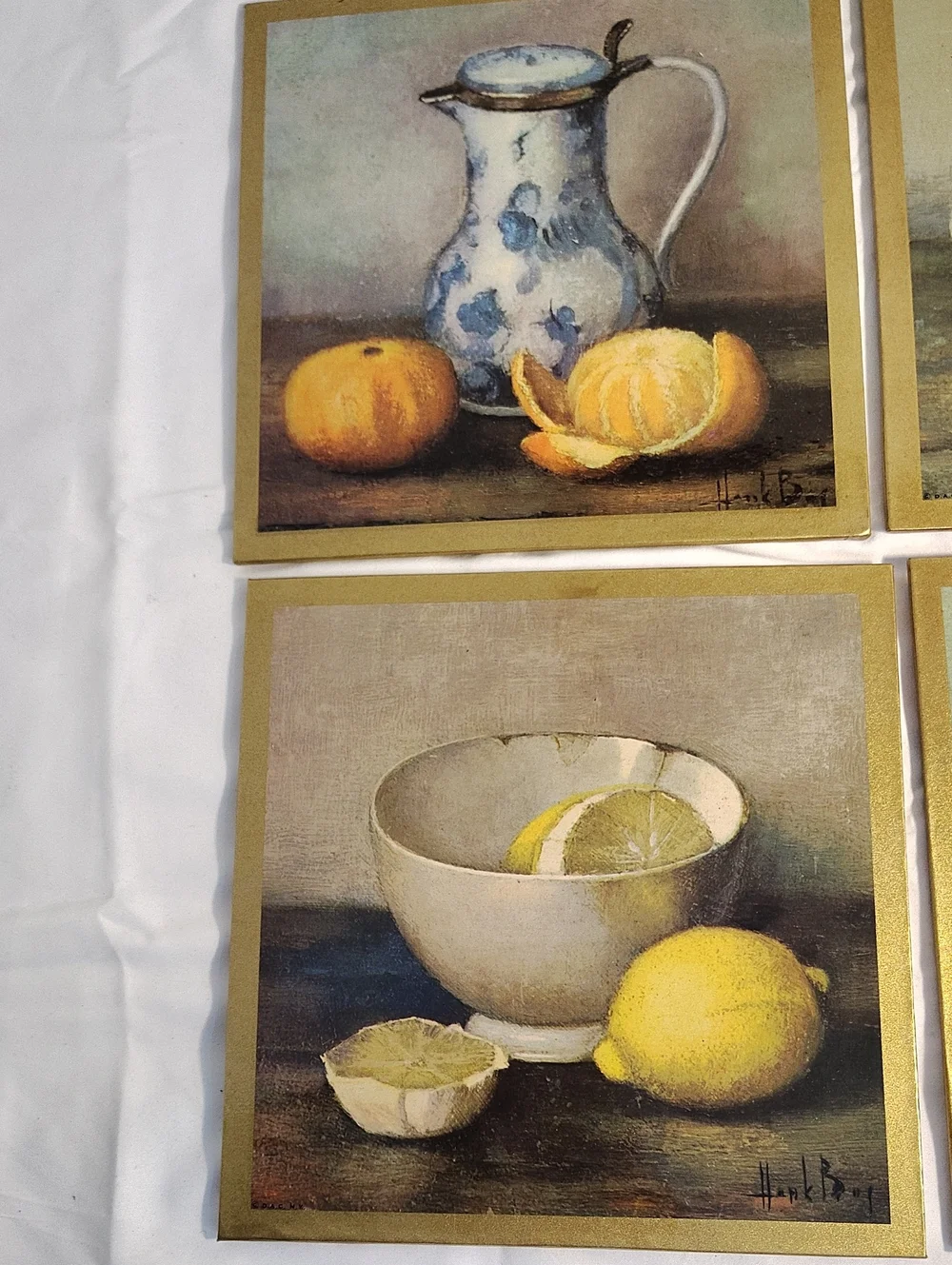 Vtg Henk Bros Still Life Fruit Wall Art Plaques Full Set Donald Art Co Inc 50s